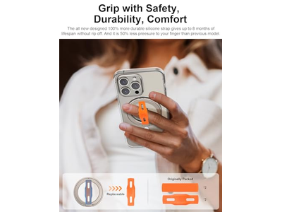 MagSafe-compatibele telefoongreepstandaard met vervangbare vingerriem