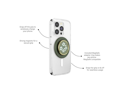 Telefoongreep met standaard Magnetische standaard Verwisselbare bovenkant Groene bloem