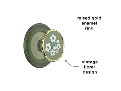 Telefoongreep met standaard Magnetische standaard Verwisselbare bovenkant Groene bloem