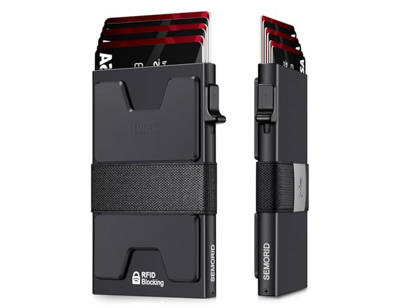 Slanke aluminium kaarthouder portemonnee RFID-blokkering biedt plaats aan 12plus kaarten Plus