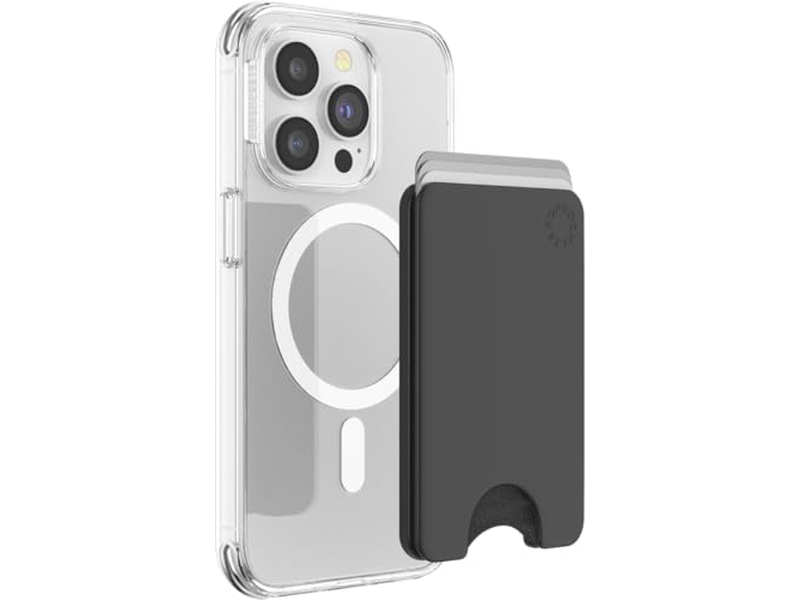 Slanke telefoonportemonnee en kaarthouder Compatibel met draadloos opladen - Zwart