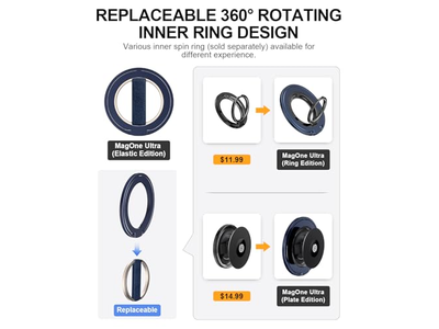 Ultra-telefoongreepstandaard met vervangbare elastische vingerlus en magneet