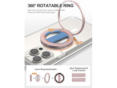 Ultra-telefoongreepstandaard met vervangbare elastische lus en magnetische houder