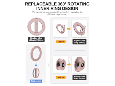 Ultra-telefoongreepstandaard met vervangbare elastische lus en magnetische houder